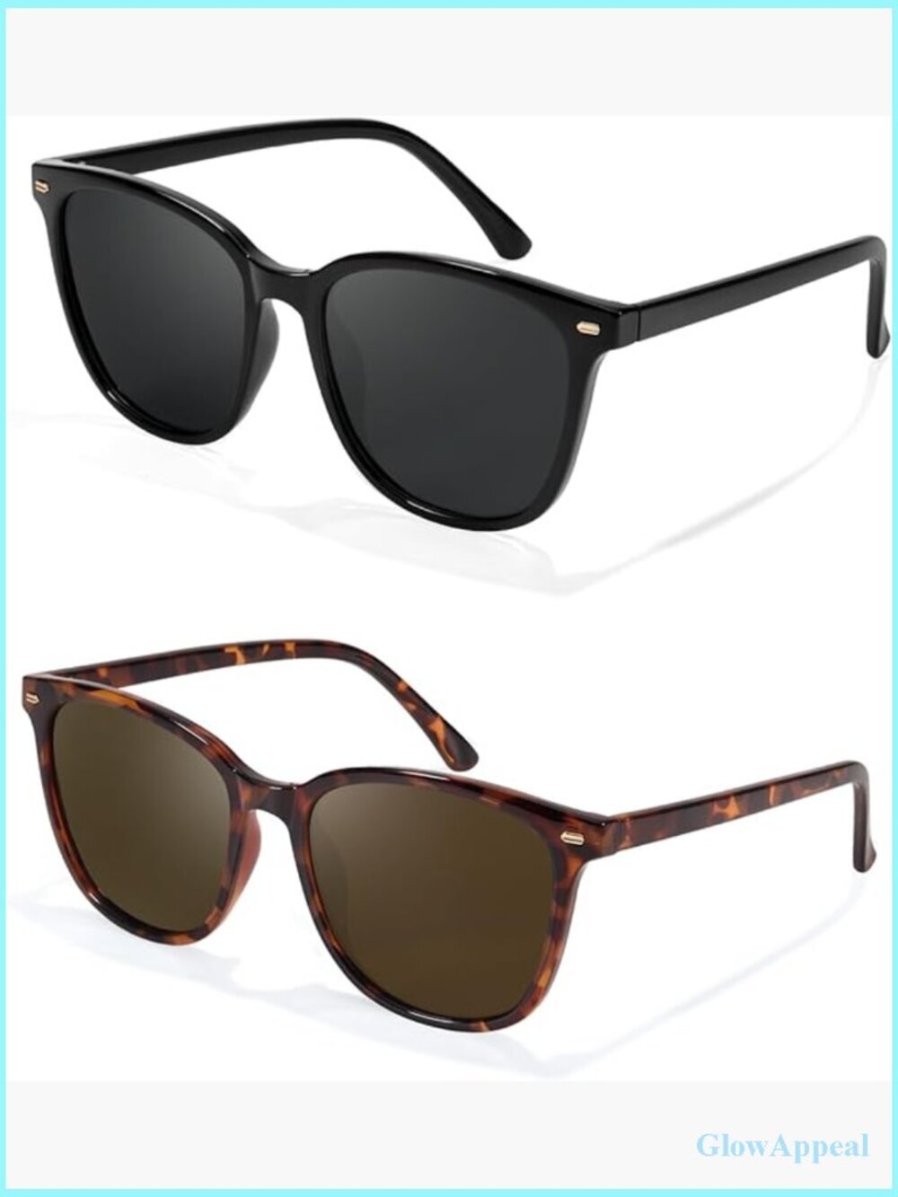 2 Pack Polarized Square Sunglasses UV400 Protection Driving Shades